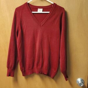Vintage, Oleg Cassini Womans , Wool Blend Red Vneck Sweater, Size  Medium